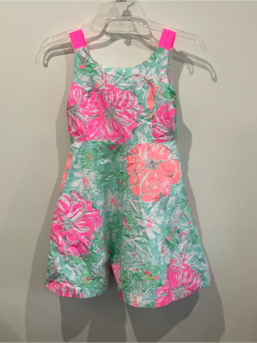 Lilly Pulitzer Charlie Fit and Flare Hot Pink Floral Cotton Dress w/ Pockets